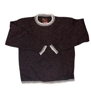 Vintage Alps Women’s Wool Sweater Brown Crewneck Made USA Knit Pullover Medium